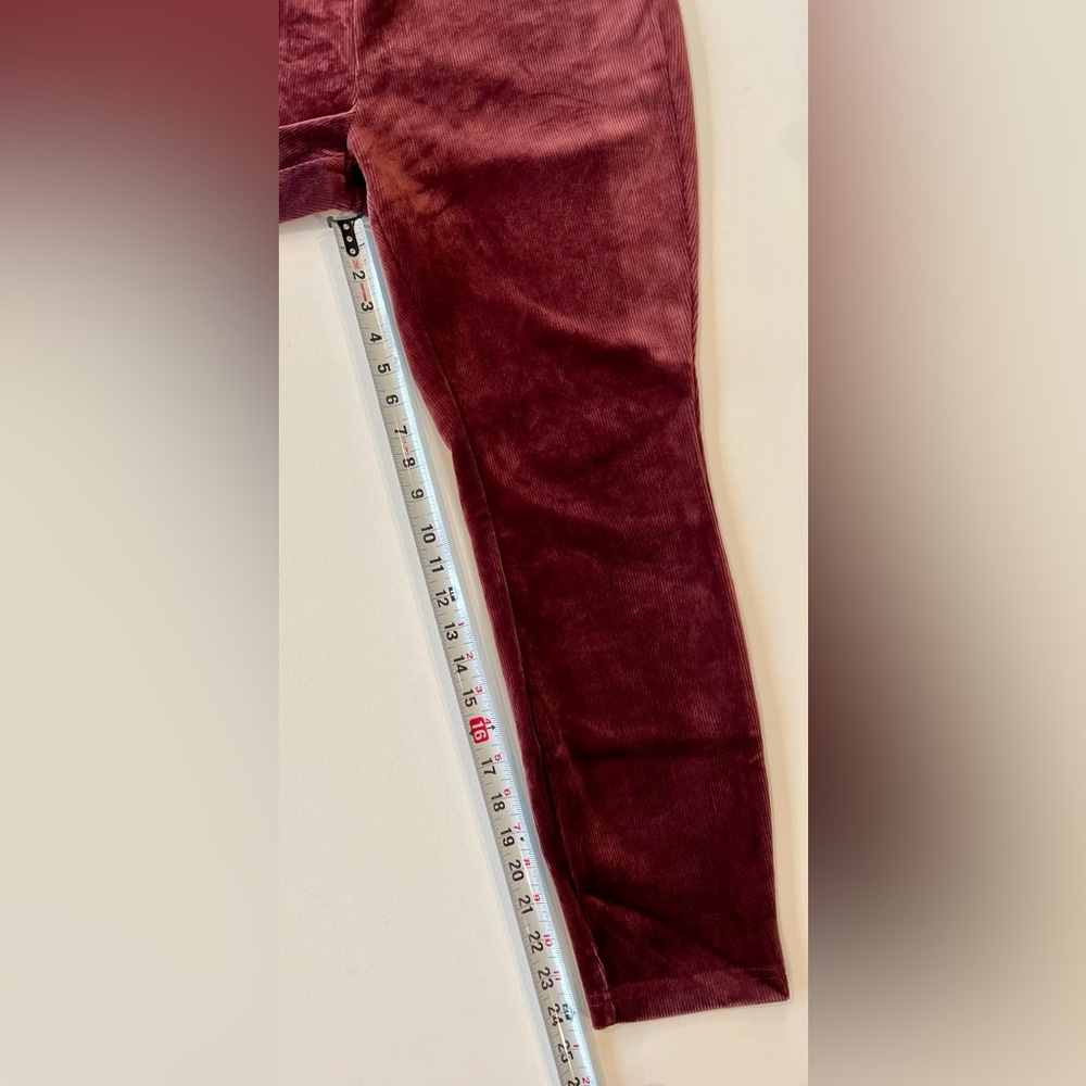 Nanette Lepore Crushed Velvet Ribbed Burgundy Red Leggings Extra Large - Picture 3 of 10